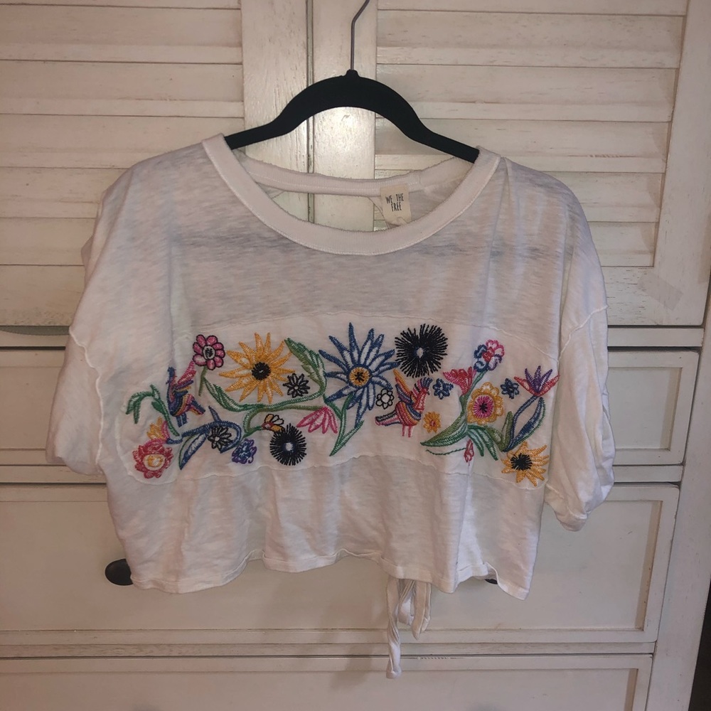 Free People Cropped T-shirt Withe Open Back